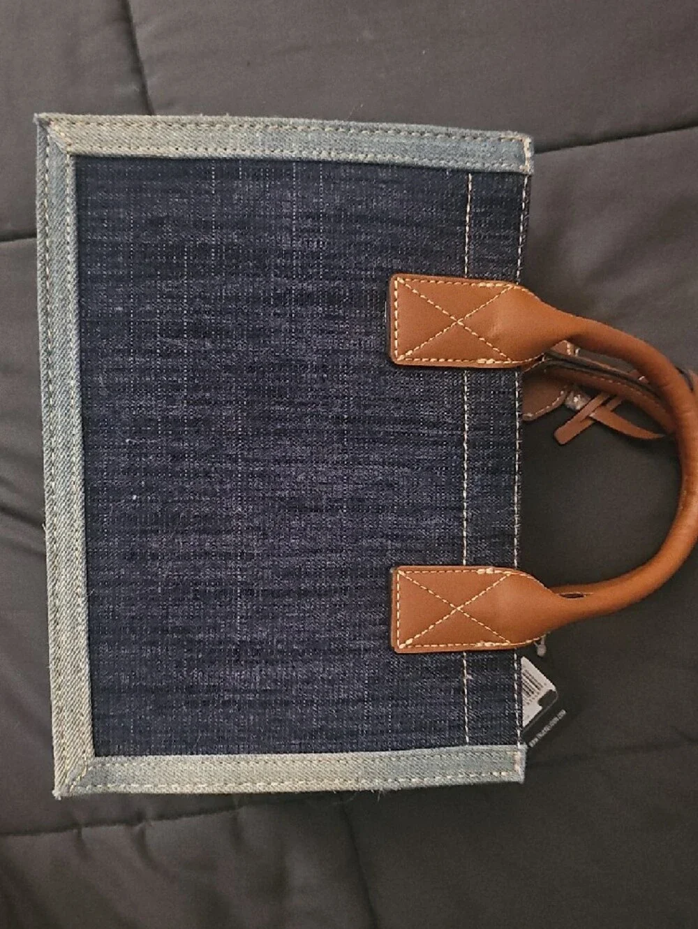 NEW-True Religion Denim Tote with Brown Leather Trim - Picture 5 of 5